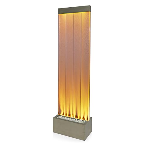 Alpine Corporation MLT134SL Indoor Floor Bubble Wall Water Fountain with Color-Changing LED Lights and Remote, 72", Silver