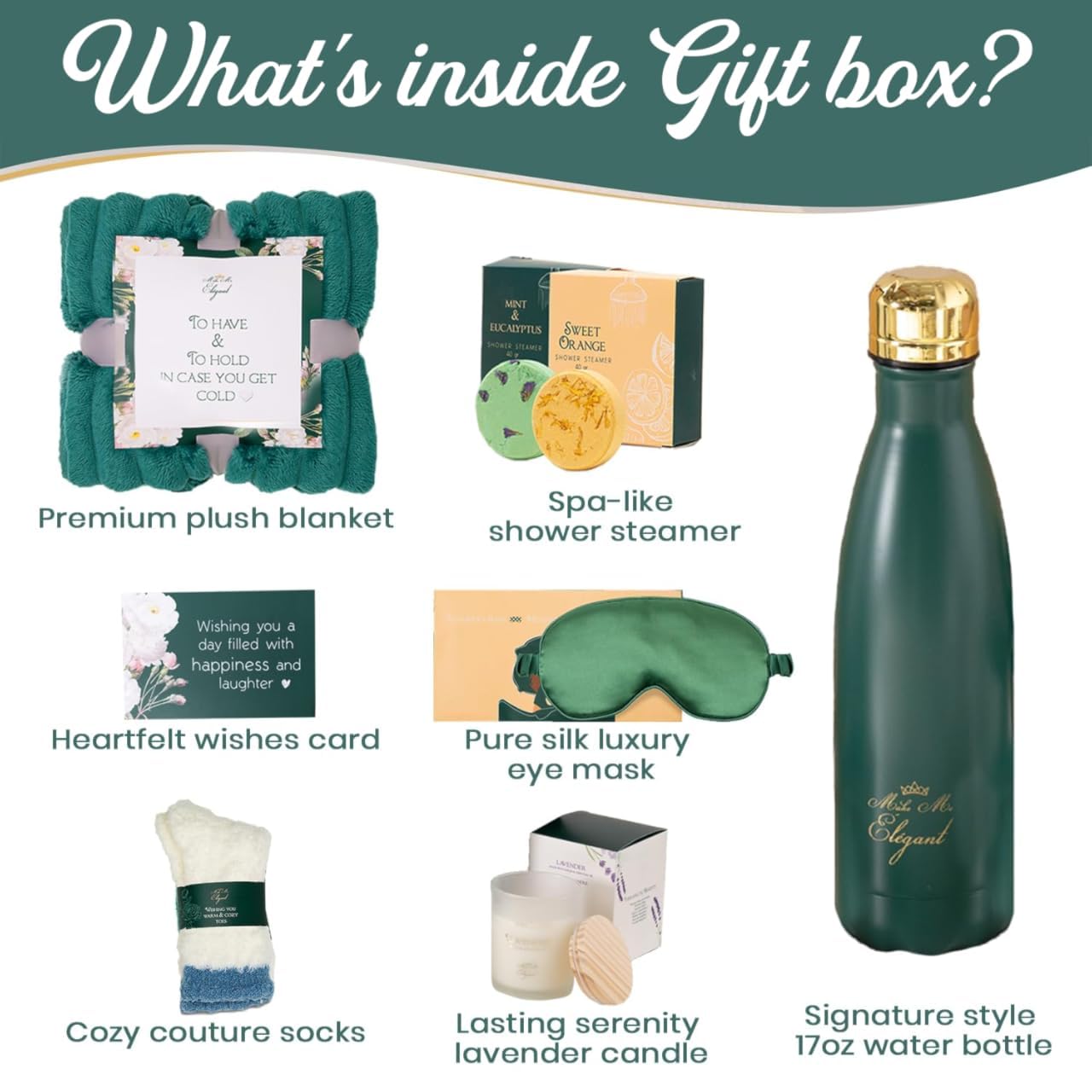 Make Me Elegant Gift Boxes for Women - Relaxing Spa Set, Self Care Package for Women, Get Well Soon Gift Basket, Happy Birthday Gift Set, Mothers Day Gifts for Women, Christmas Day Gifts for Women