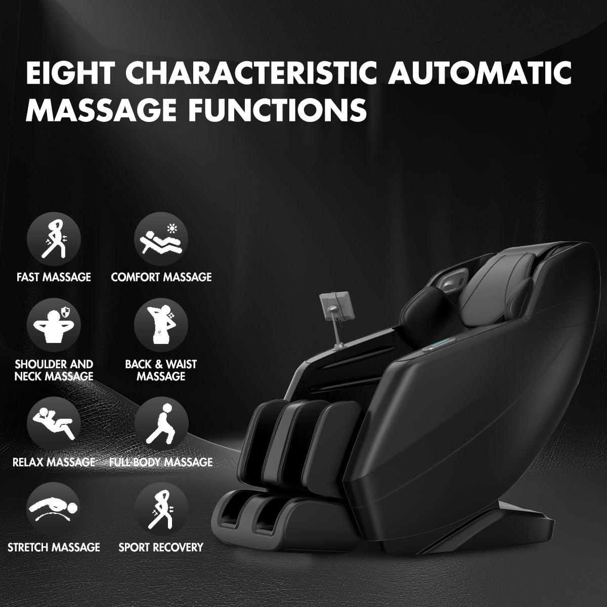 KULED Massage Chair Full Body, 4D Zero Gravity Massage Chairs with Airbags, Touch Screen Controller, Heating Function, Foot Massage and Bluetooth, Fit Office, Living Room and Bedroom (Black)