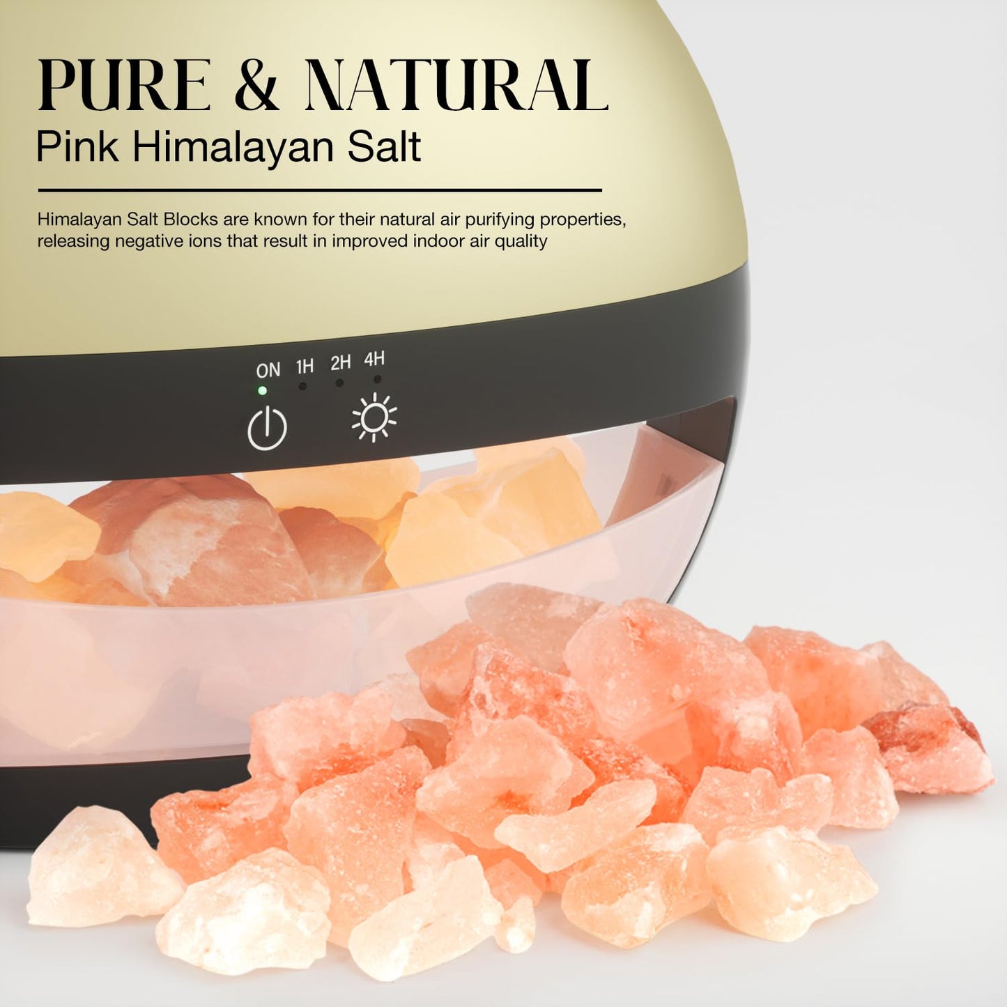 2-in-1 Ultrasonic Essential Oil Diffuser & Himalayan Salt Lamp, 100ml Aromatherapy Diffuser, Cool Mist Humidifier with Timer, 100% Pure Himalayan Salt, Auto Shut-Off, Ambient Glow (Gold)