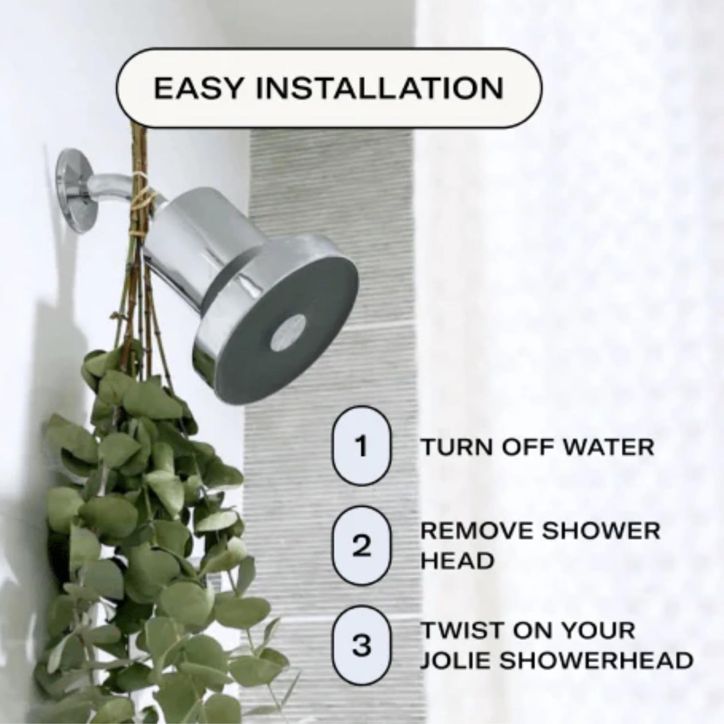 THE JOLIE FILTERED SHOWERHEAD | Clinically Tested, High Pressure Shower Filter For Healthier Hair & Skin | Reduce Hair Shedding, Protect Colored Hair, Soothe Dry Skin, Reduce Dandruff (Brushed Steel)