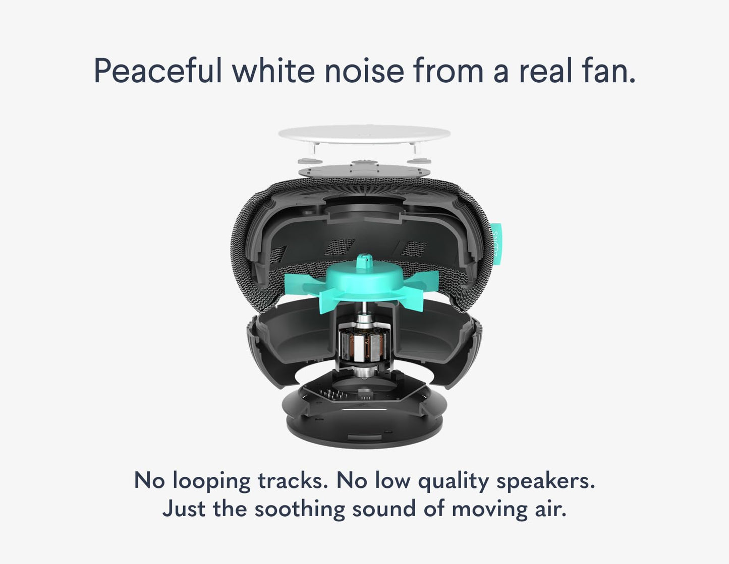 SNOOZ Smart White Noise Sound Machine - Real Fan Inside for Non-Looping White Noise, Sleep Aid for Adults, Travel, Sleeping, Bedroom, Portable, Baby Registry Essential - Cloud