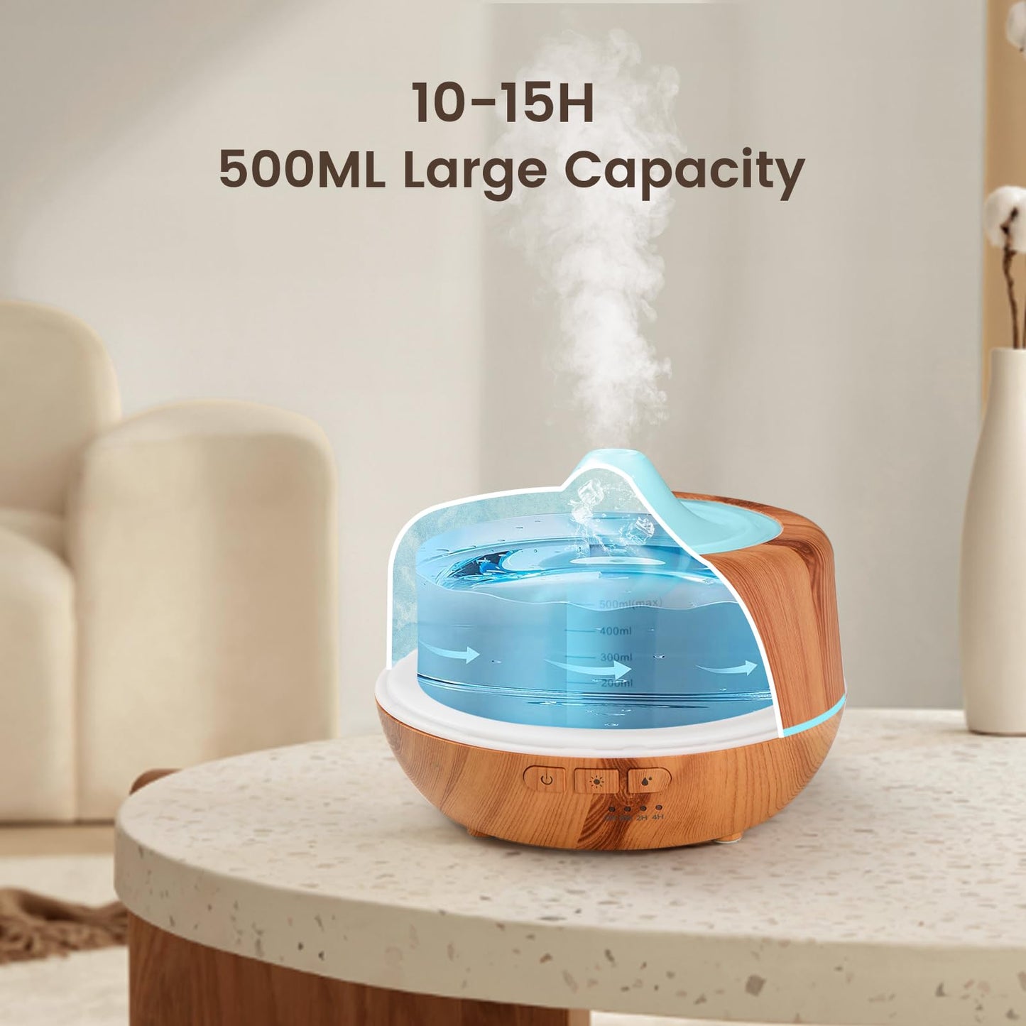 Inxdolhom Aromatherapy Diffuser,Oil Diffuser,500ml Difusor De Aromas para Casa 7 Ambient Light Waterless Auto Off,2 Mist with 10 Scented Essential Oils,Timer for Home, Bedroom, Office, Kids