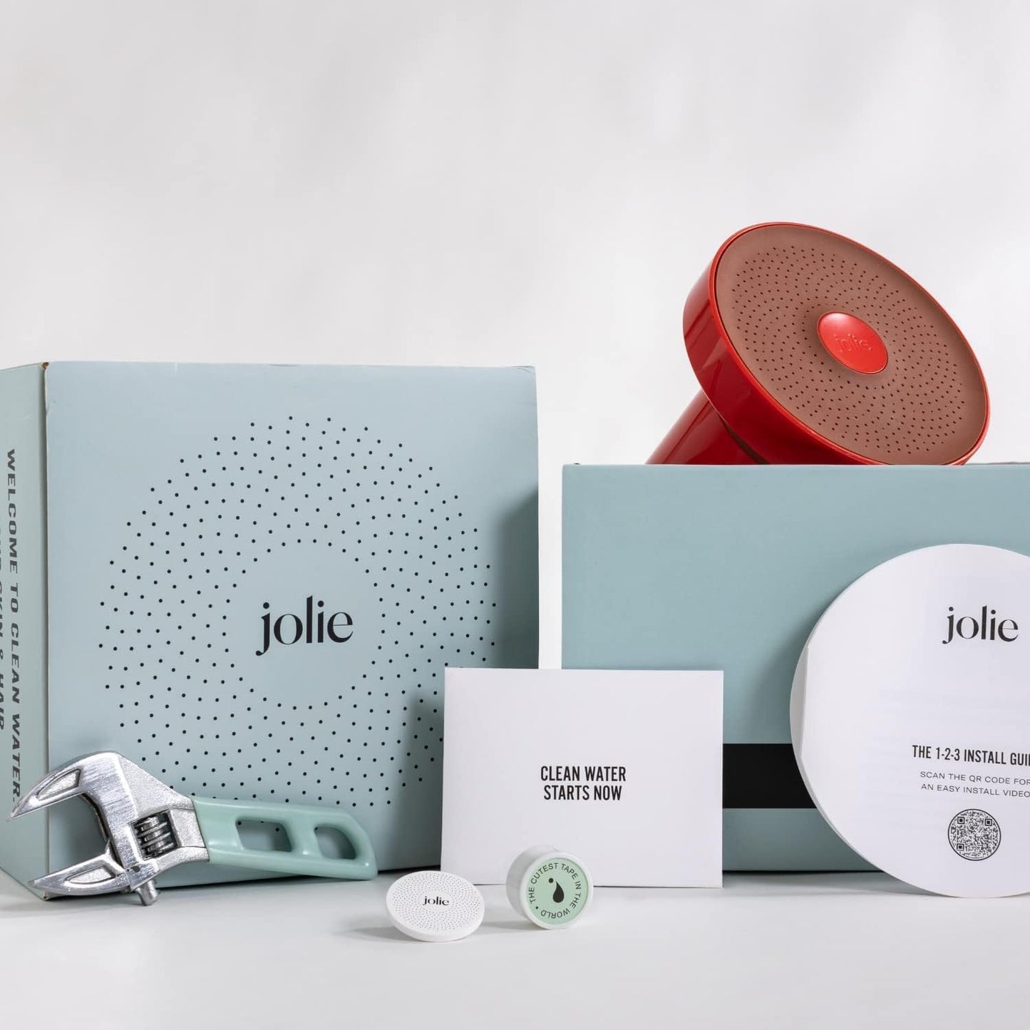 THE JOLIE FILTERED SHOWERHEAD | Clinically Tested, High Pressure Shower Filter For Healthier Hair & Skin | Reduce Hair Shedding, Protect Colored Hair, Soothe Dry Skin, Reduce Dandruff (Brushed Steel)