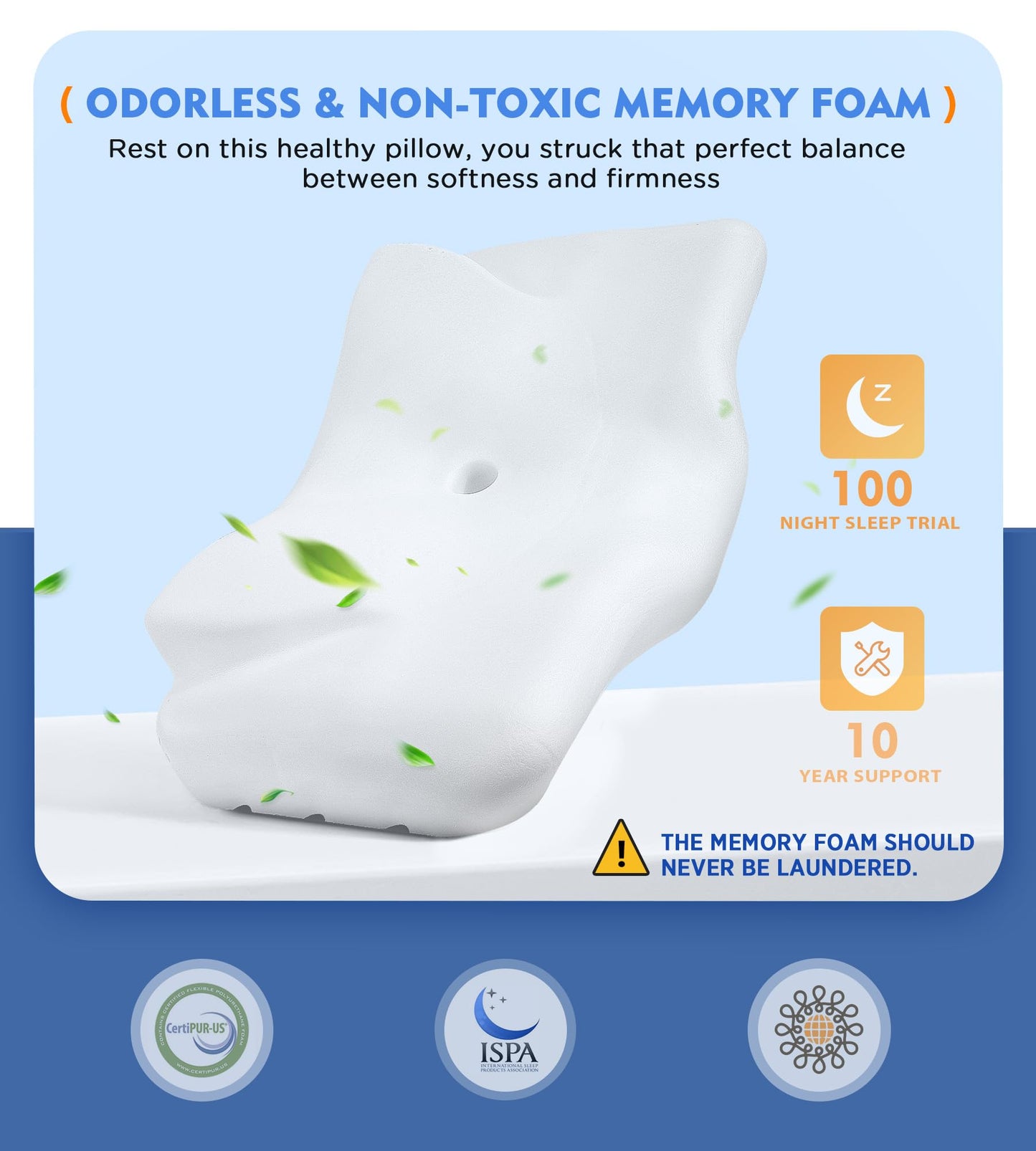 Osteo Cervical Pillow for Neck Pain Relief, Hollow Design Odorless Memory Foam Pillows with Cooling Case, Adjustable Orthopedic Bed Pillow for Sleeping, Support for Side Back Sleepers