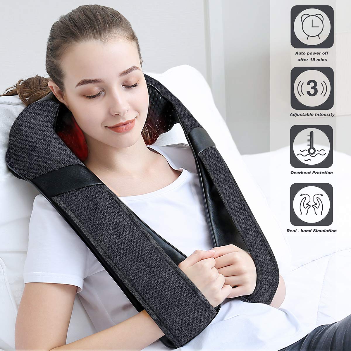 Mirakel Neck Massager with Heat, Shiatsu Shoulder Massager, Electric Kneading Back Massager, Massage Pillow for Pain Relief Deep Tissue, Fathers Day Presents, Mothers Day,Christmas Gifts Get Well Soon
