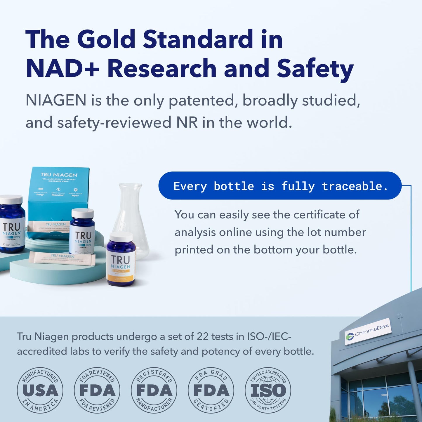 TRU NIAGEN Patented NAD+ Supplement for Anti Aging and Cell Regeneration, 300 mg Niagen, 30 Servings | Supports Cellular Energy, Brain, Muscle | Nicotinamide Riboside (NR) Take 1 Daily | 3 Bottles
