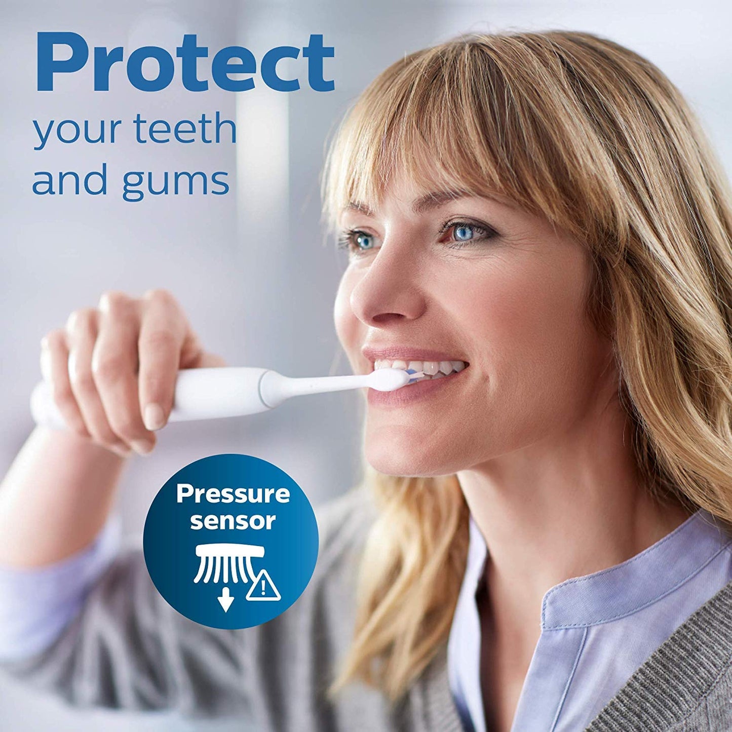 Philips Sonicare ProtectiveClean 6500 Rechargeable Electric Toothbrush, with Pressure Sensor, 3 Cleaning Modes, SmarTimer and QuadPacer, 14-Day Battery Life, Charging Travel Case, Navy Blue, HX6462/07