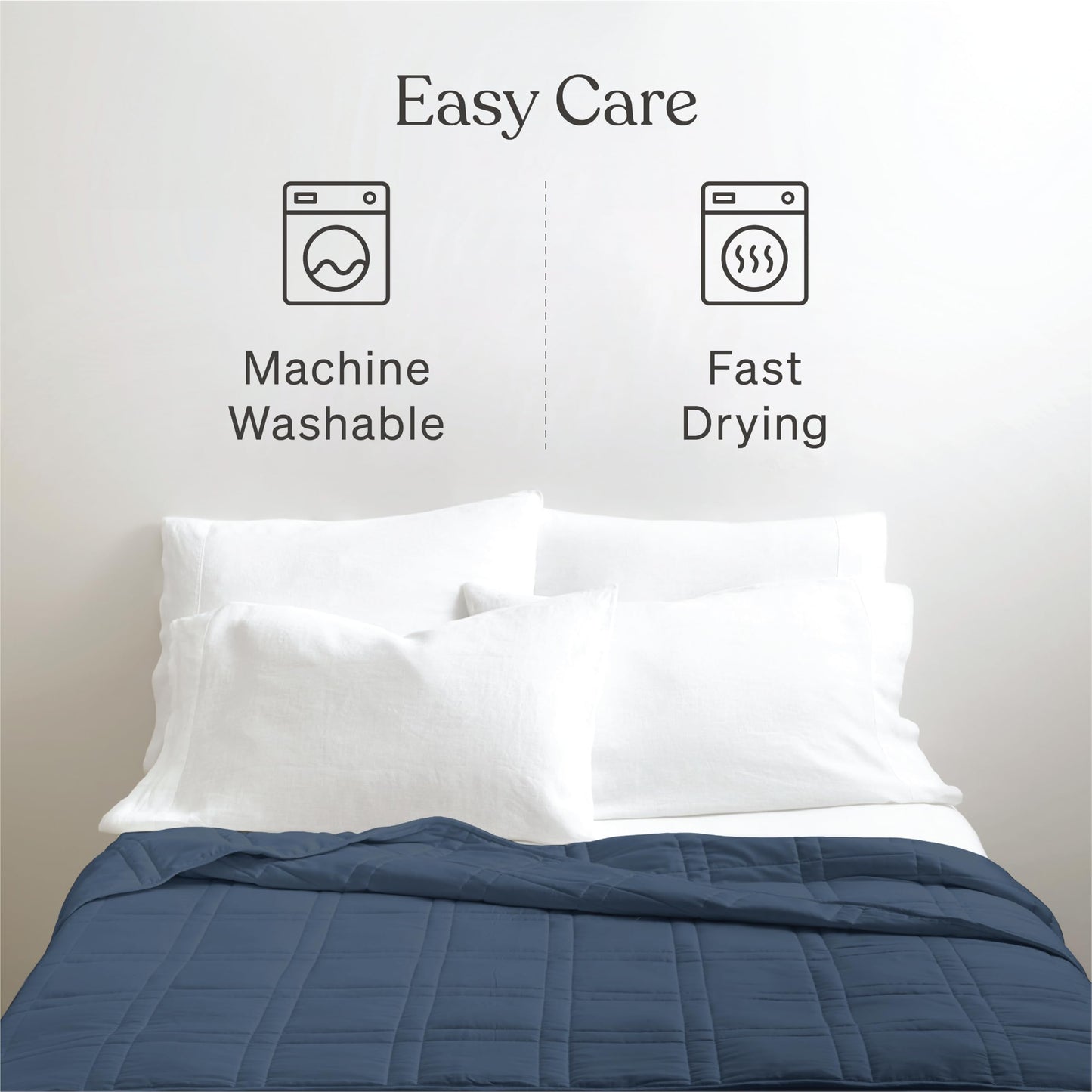 Baloo Weighted Blanket for Adults 12 lb Throw (Navy Blue, 42"x72") | Cooling & 100% Cotton | Machine Washable & Dryer Safe | Glass Microbead Fill