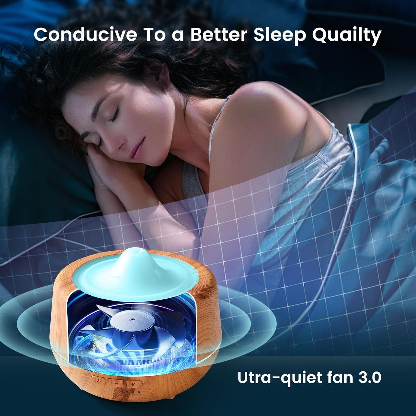 Inxdolhom Aromatherapy Diffuser,Oil Diffuser,500ml Difusor De Aromas para Casa 7 Ambient Light Waterless Auto Off,2 Mist with 10 Scented Essential Oils,Timer for Home, Bedroom, Office, Kids
