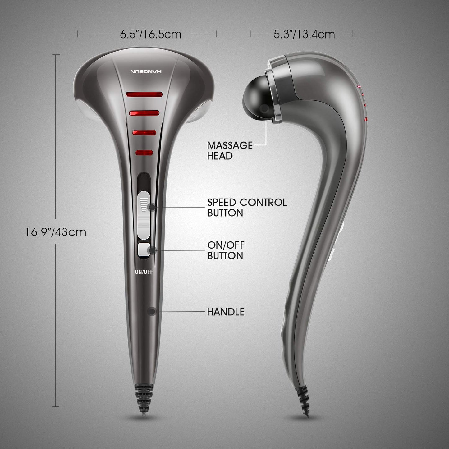 Hangsun Handheld Neck Back Massager for Pain Relief Deep Tissue, Electric Double Head Percussion Massage MG460 for Shoulder, Leg, Foot, Muscles, Full Body