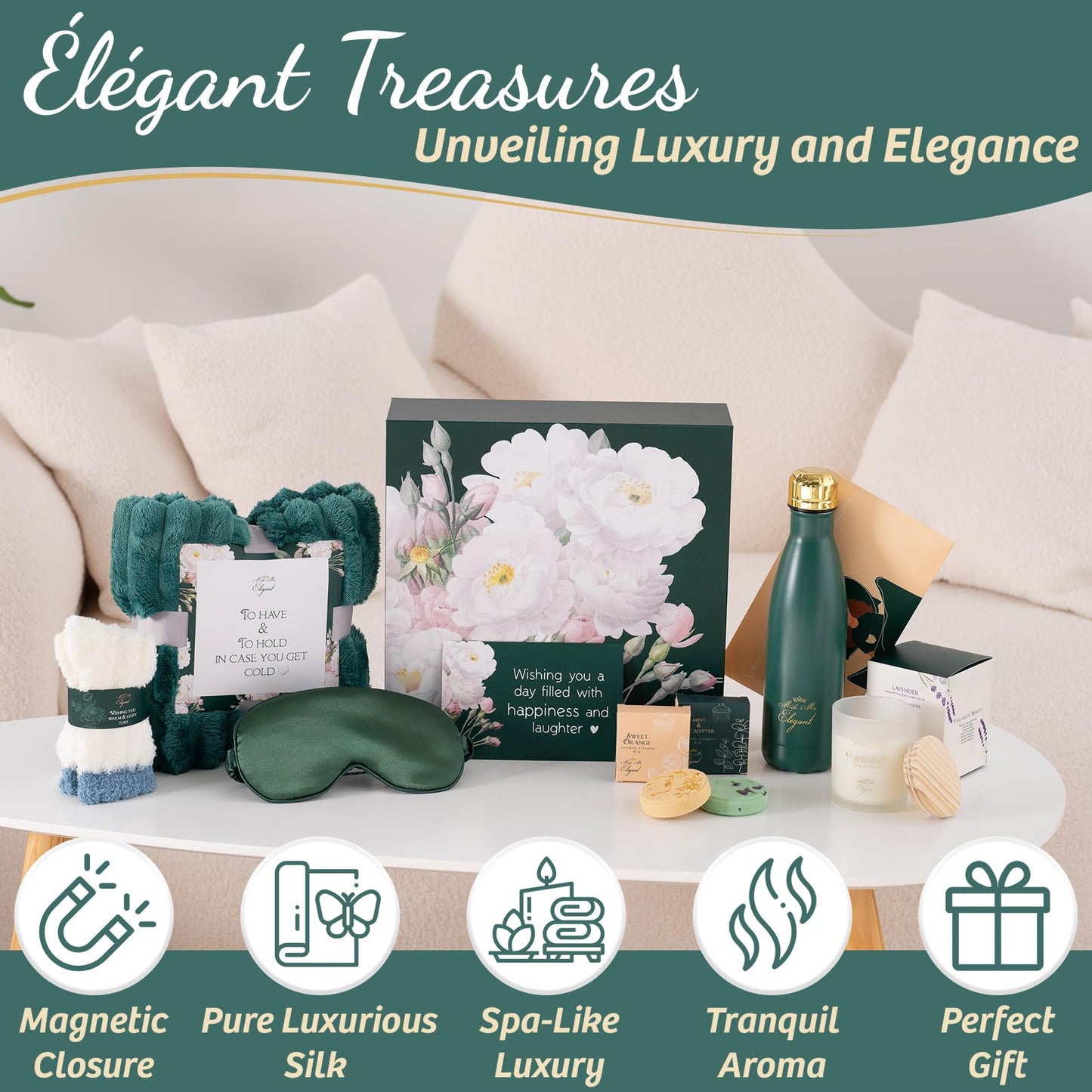 Make Me Elegant Gift Boxes for Women - Relaxing Spa Set, Self Care Package for Women, Get Well Soon Gift Basket, Happy Birthday Gift Set, Mothers Day Gifts for Women, Christmas Day Gifts for Women