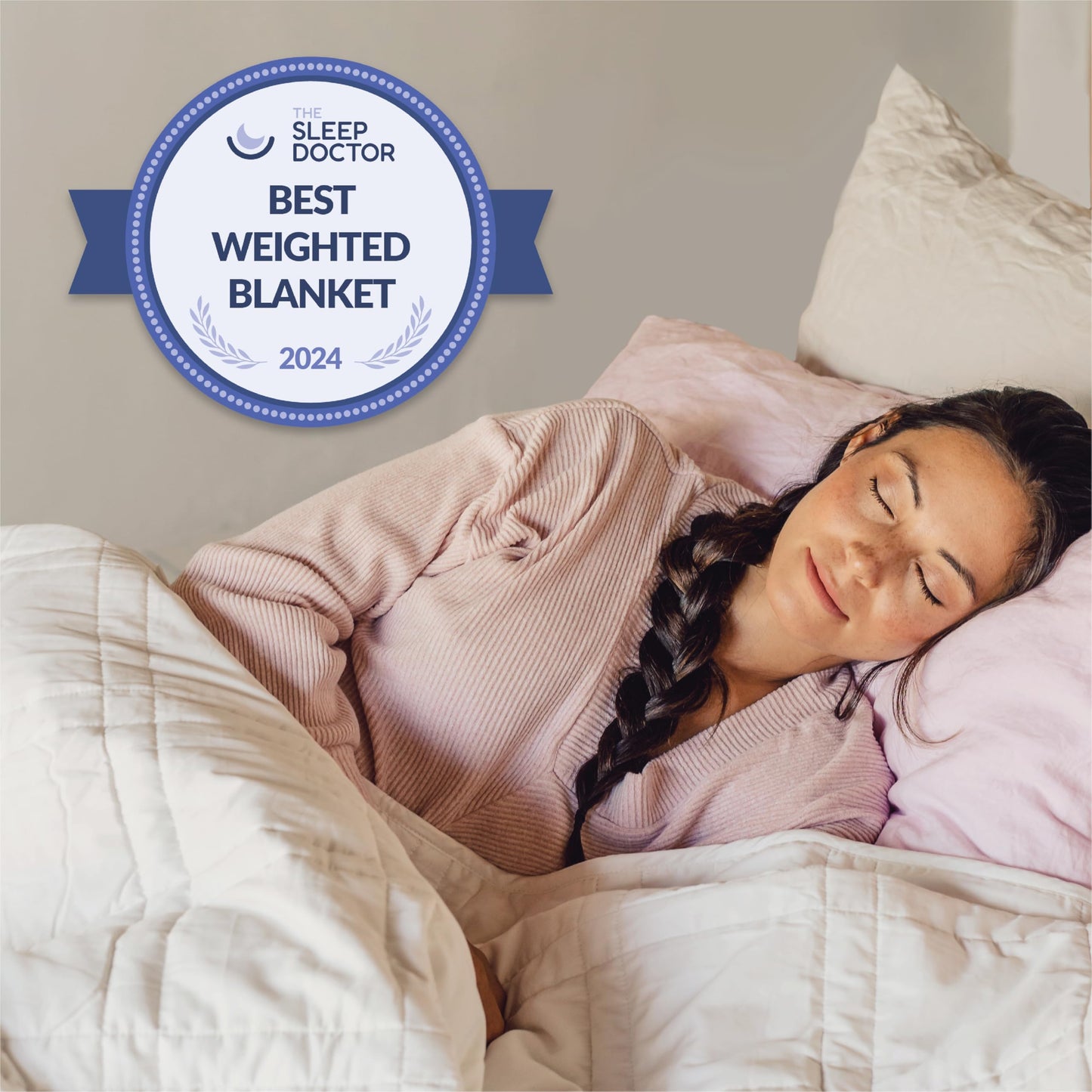 Baloo Weighted Blanket for Adults 25 lb King (Pebble White, 80"x87") | Cooling & 100% Cotton | Glass Microbead Fill
