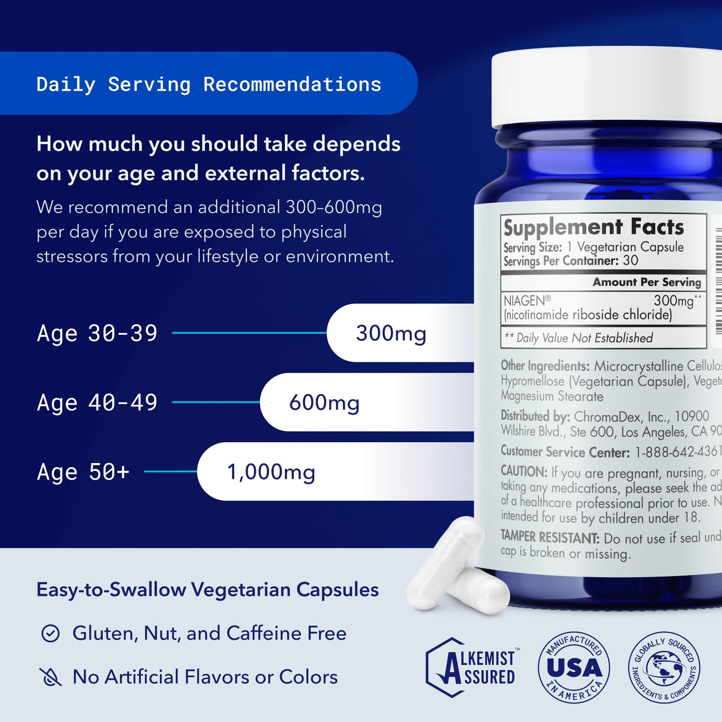TRU NIAGEN Patented NAD+ Supplement for Anti Aging and Cell Regeneration, 300 mg Niagen, 30 Servings | Supports Cellular Energy, Brain, Muscle | Nicotinamide Riboside (NR) Take 1 Daily | 3 Bottles