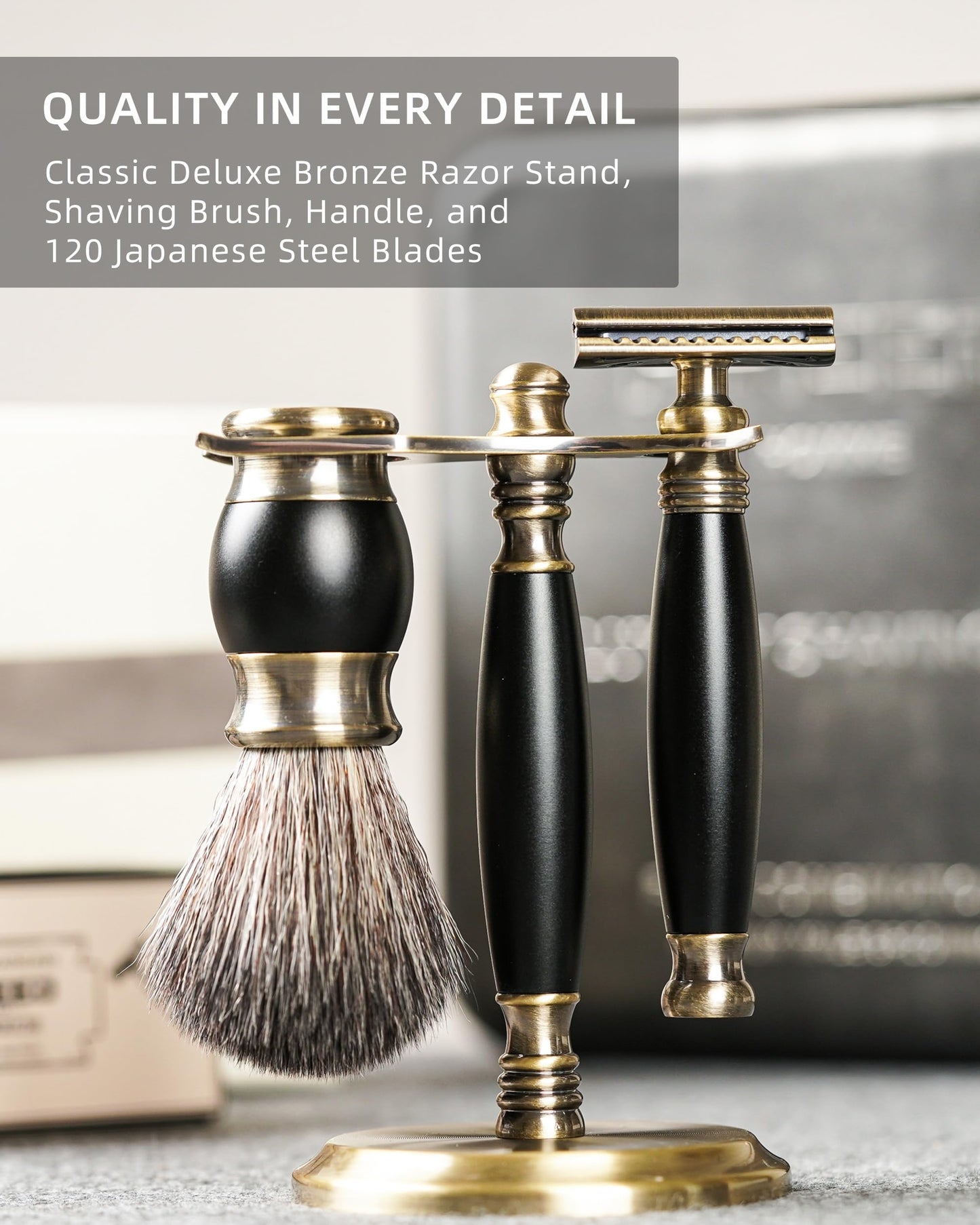 FREED Luxury Shaving Set for Men - Double Edge Safety Razor with alloy handle include 120 count Japanese 6cr13 Stainless Steel blade, It's the best gift for men, fathers,or birthdays
