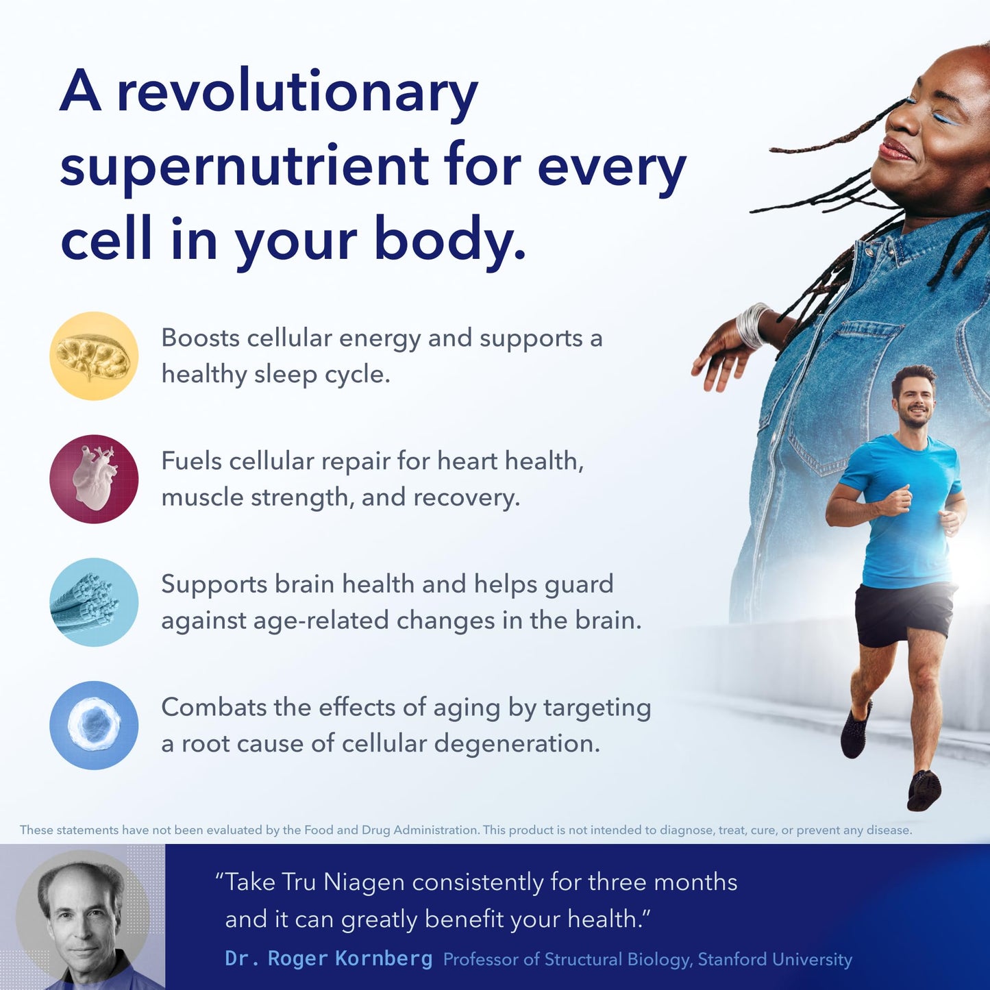 TRU NIAGEN Patented NAD+ Supplement for Anti Aging and Cell Regeneration, 300 mg Niagen, 30 Servings | Supports Cellular Energy, Brain, Muscle | Nicotinamide Riboside (NR) Take 1 Daily | 3 Bottles