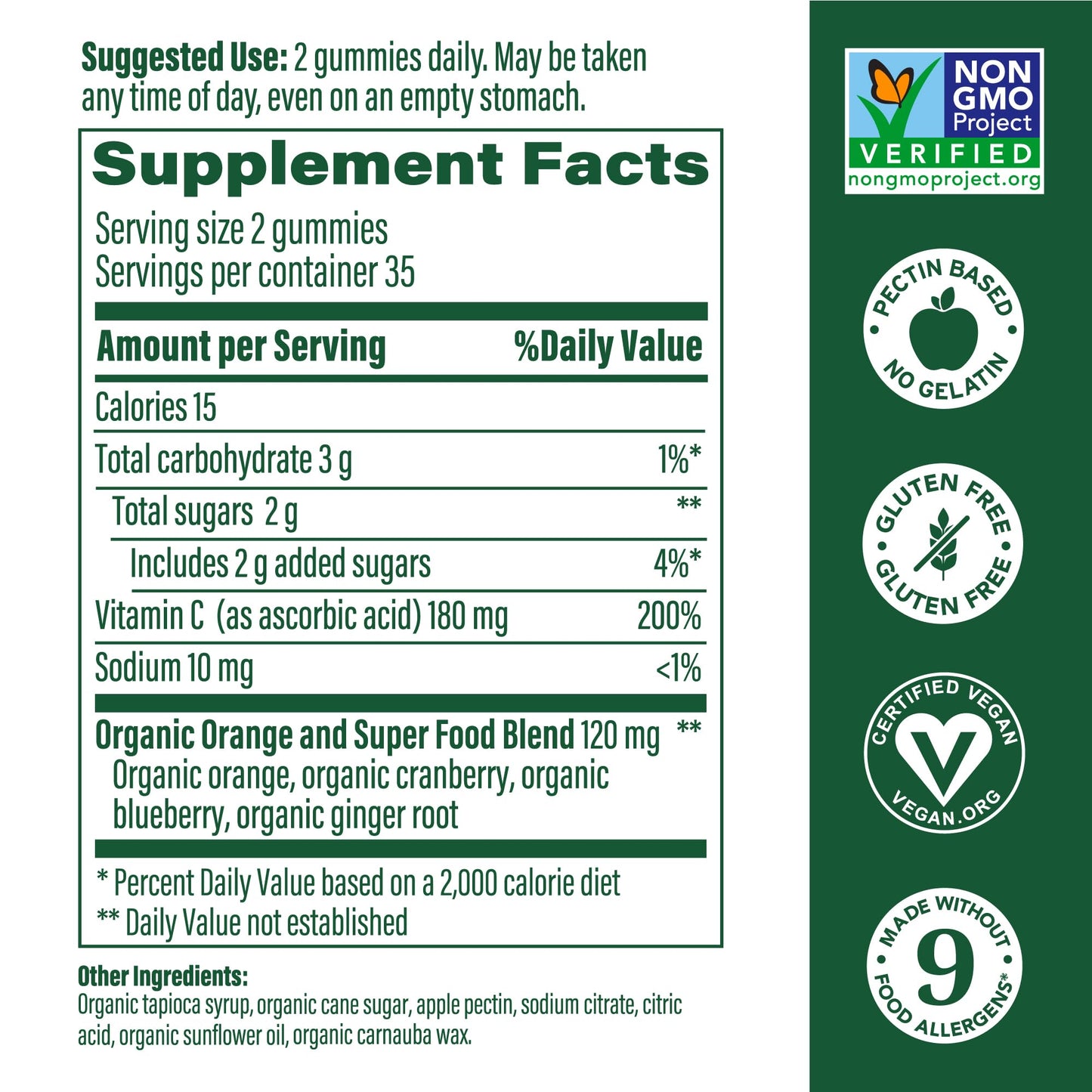 MegaFood C Defense Daily Immune Support Supplement - Chewable Vitamin C Gummies, Tangy Citrus Flavor, Made with Real Food Like Orange & Cranberry, Vegan, Gluten-Free - 70 Gummy Vitamins, 35 Servings