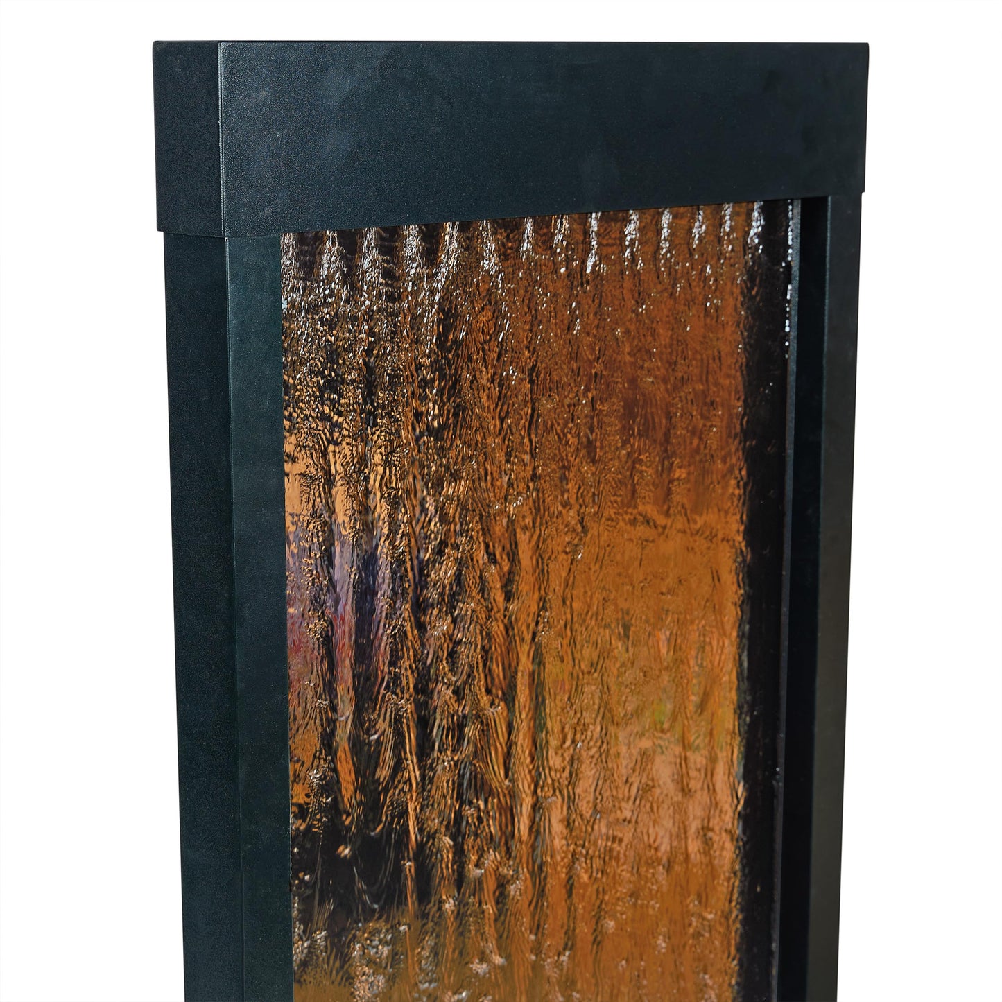 Alpine Corporation 48" Tall Indoor/Outdoor Mirror Zen Waterfall Fountain with Stones and Lights, Bronze