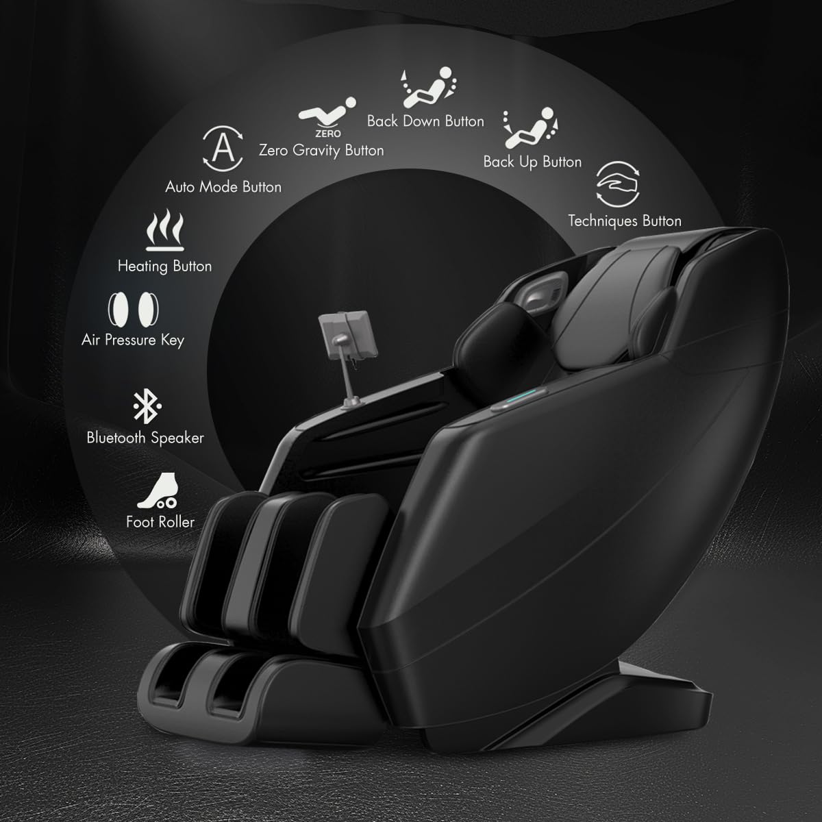 KULED Massage Chair Full Body, 4D Zero Gravity Massage Chairs with Airbags, Touch Screen Controller, Heating Function, Foot Massage and Bluetooth, Fit Office, Living Room and Bedroom (Black)