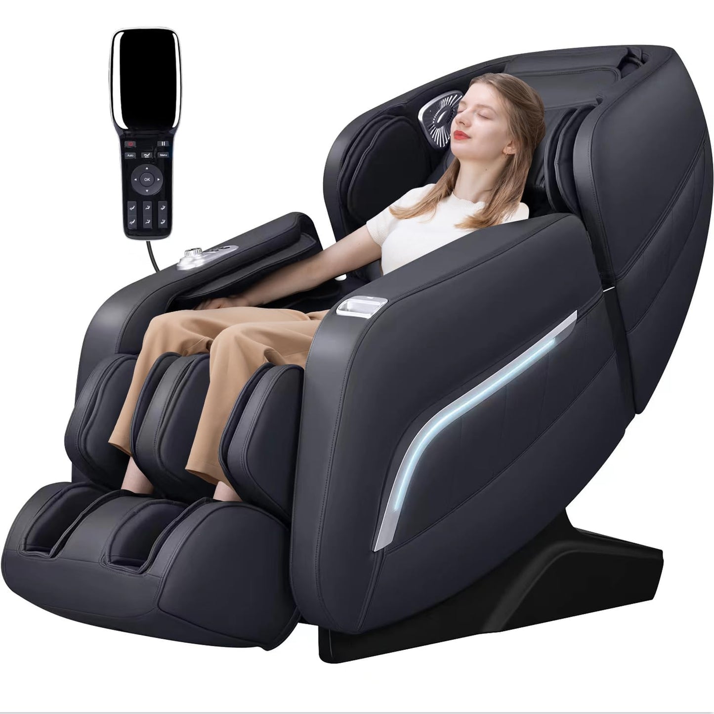 iRest A306 Massage Chair, Full Body Zero Gravity Recliner with AI Voice Control, SL Track, Bluetooth, Yoga Stretching, Foot Rollers, Airbags, Heating (Black)