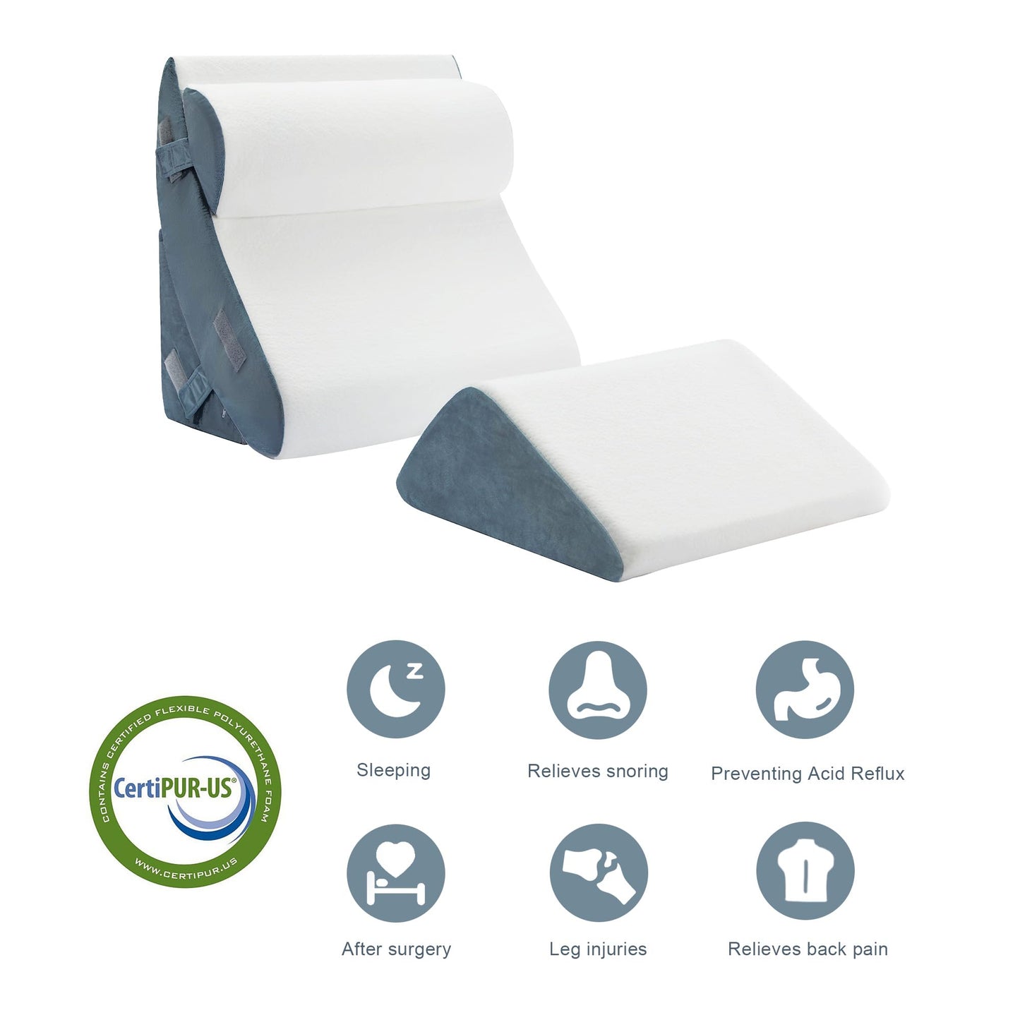 Eiayeebil 4pcs Orthopedic Bed Wedge Pillow for Sleeping, Memory Foam Pillows Set for Post Surgery, Back and Leg Pain Relief, Triangle Adjustable Support Pillow for After Surgery with Travel Bag