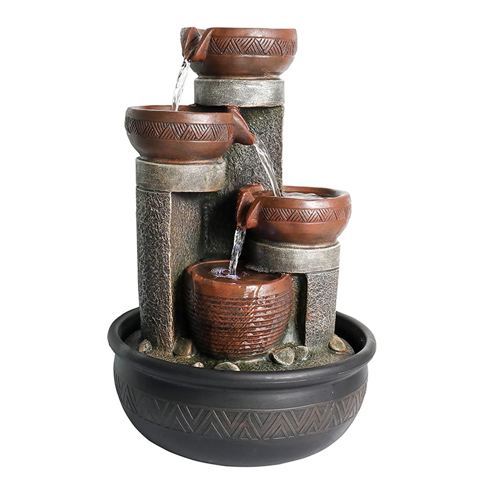 Handunmi 15.7" H 4-Tier Indoor Tabletop Waterfall Fountain with LED Lights Desktop Fountains Calming Sound for Home Office Decor (15.7ihch)