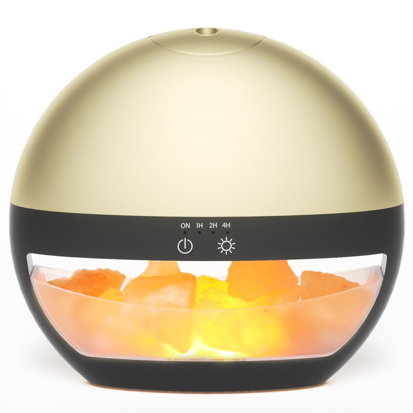 2-in-1 Ultrasonic Essential Oil Diffuser & Himalayan Salt Lamp, 100ml Aromatherapy Diffuser, Cool Mist Humidifier with Timer, 100% Pure Himalayan Salt, Auto Shut-Off, Ambient Glow (Gold)