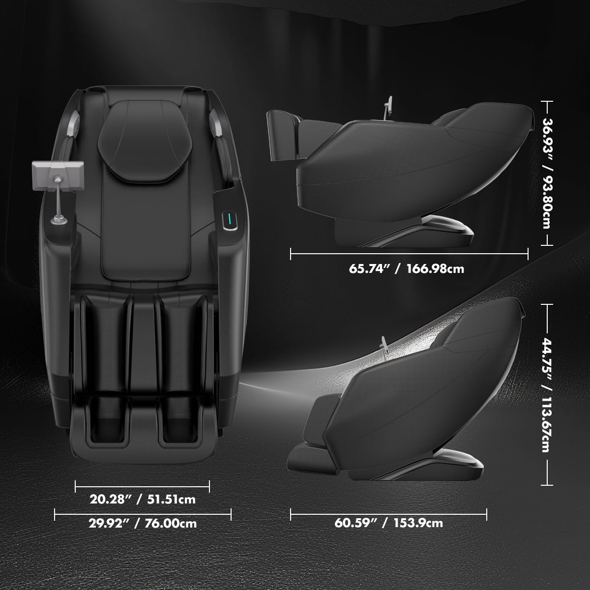 KULED Massage Chair Full Body, 4D Zero Gravity Massage Chairs with Airbags, Touch Screen Controller, Heating Function, Foot Massage and Bluetooth, Fit Office, Living Room and Bedroom (Black)