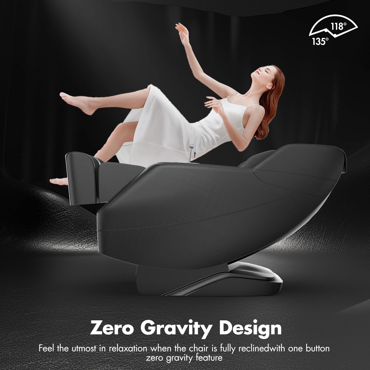 KULED Massage Chair Full Body, 4D Zero Gravity Massage Chairs with Airbags, Touch Screen Controller, Heating Function, Foot Massage and Bluetooth, Fit Office, Living Room and Bedroom (Black)