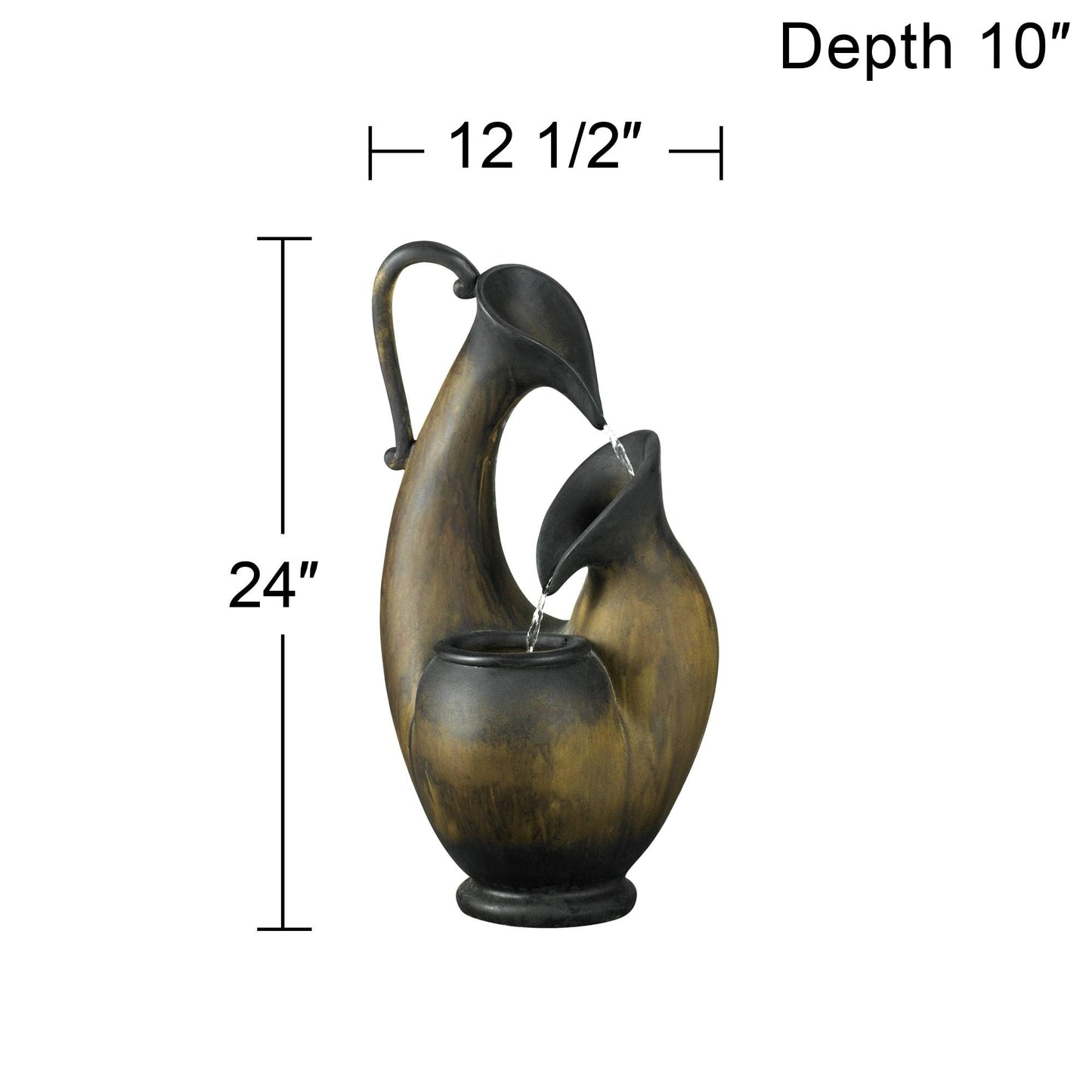 Mediterranean Jug Rustic Natural Cottage Zen Indoor Cascading Tabletop Water Fountain Weathered Aged Pottery 24" for Table Desk-Top Home Bedroom House Relaxation Living Room - John Timberland