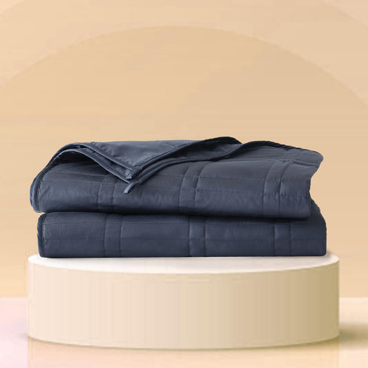Baloo Weighted Blanket for Adults 12 lb Throw (Navy Blue, 42"x72") | Cooling & 100% Cotton | Machine Washable & Dryer Safe | Glass Microbead Fill