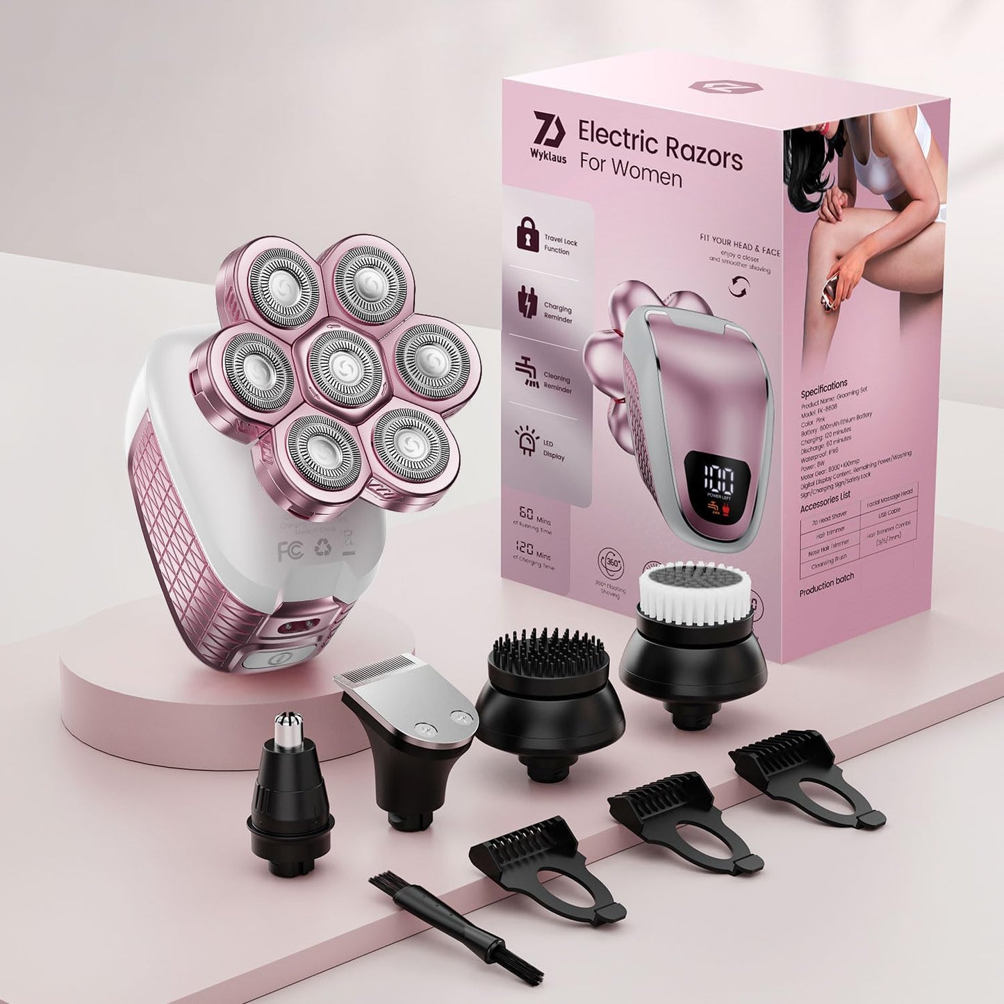 Electric Razors for Women, 5 in 1 Cordless Electric Painless Leg Shaver for Women, Hair Remover for Legs Bikini Face Lips Hairs Sensitive Skin