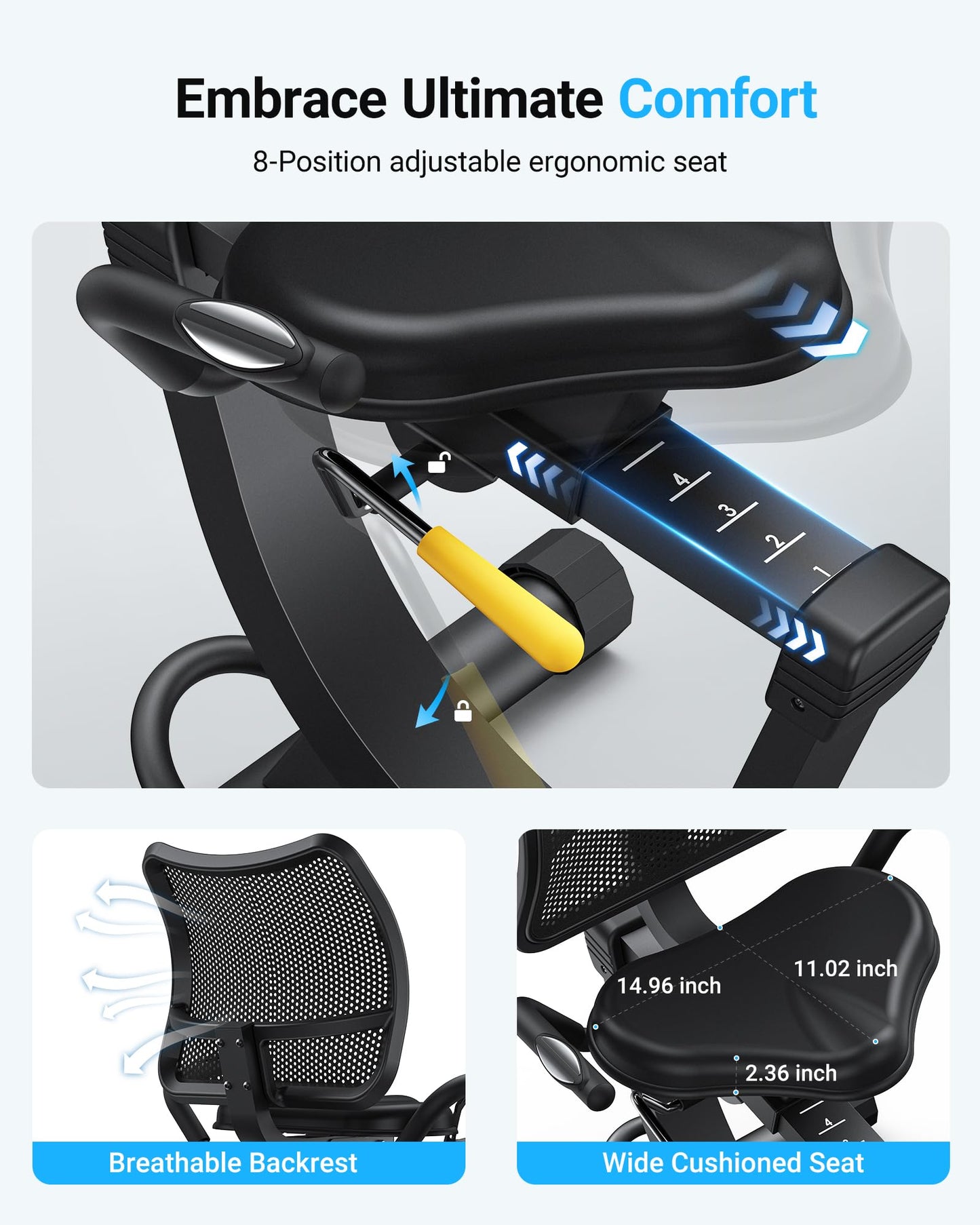 MERACH Recumbent Exercise Bike, High-end Recumbent Bike for Home, Light Commercial Recumbent Bikes for Seniors Adults, Magnetic Recumbent Stationary Bike with Smart Bluetooth and Exclusive App, LCD, Heart Rate Handle