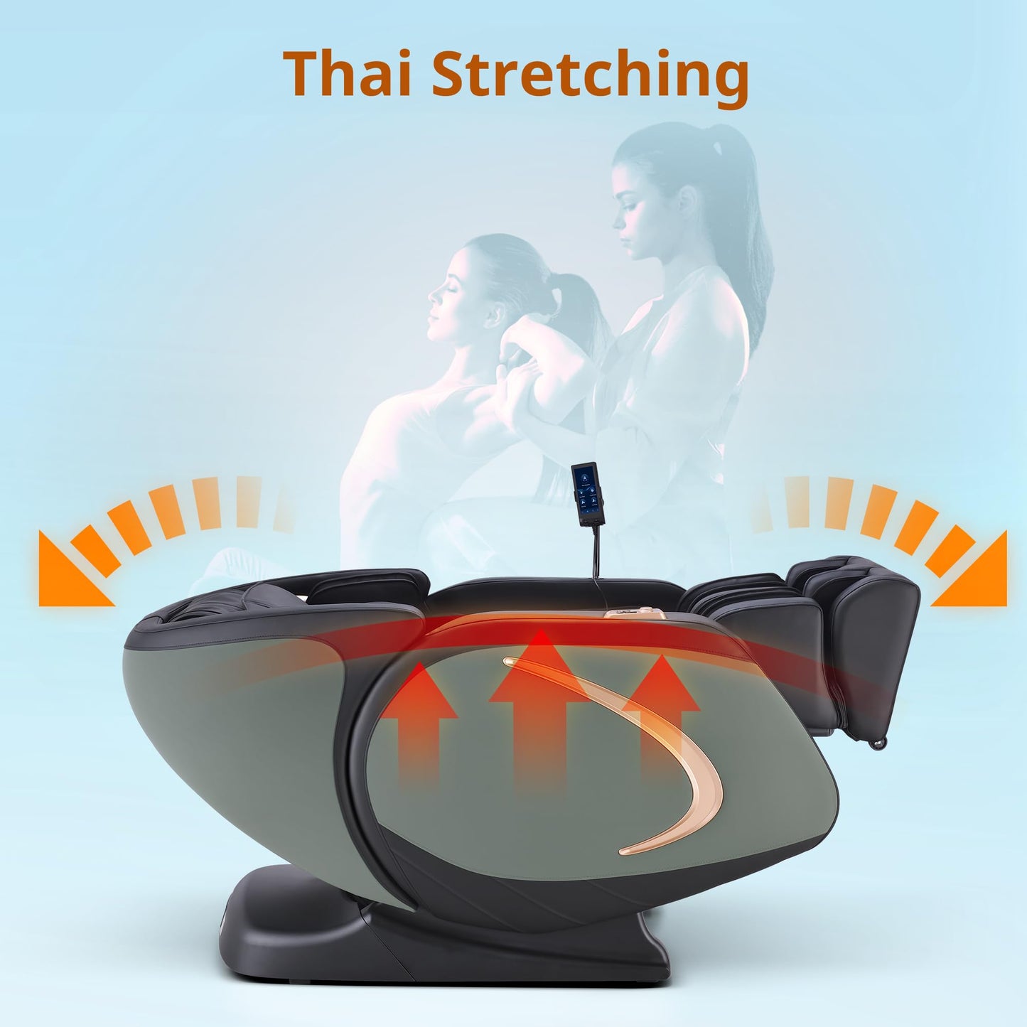 MYNTA 4D Massage Chair Full Body Large Shiatsu Massage Chairs SL-Track Deep Zero Gravity Recliner Yoga Thai Stretching, Waist & Calf Heating, Foot Roller, Music Sync with Hi-Fi Bluetooth Speaker