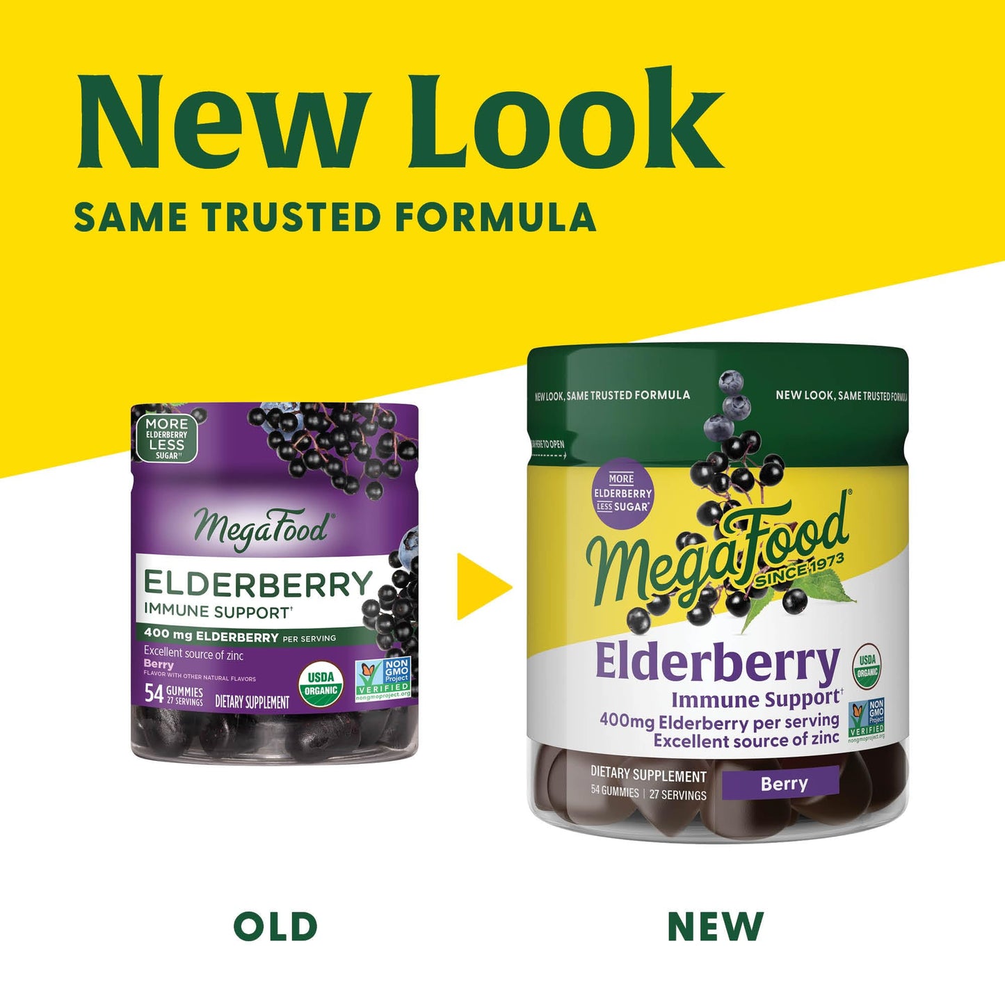 MegaFood Elderberry Immune Support Supplement - Vegan Elderberry Gummies for Adults - Made with Zinc and Real Food - Pectin-Based, Gluten-Free, USDA Organic - 54 Gummies, 27 Servings