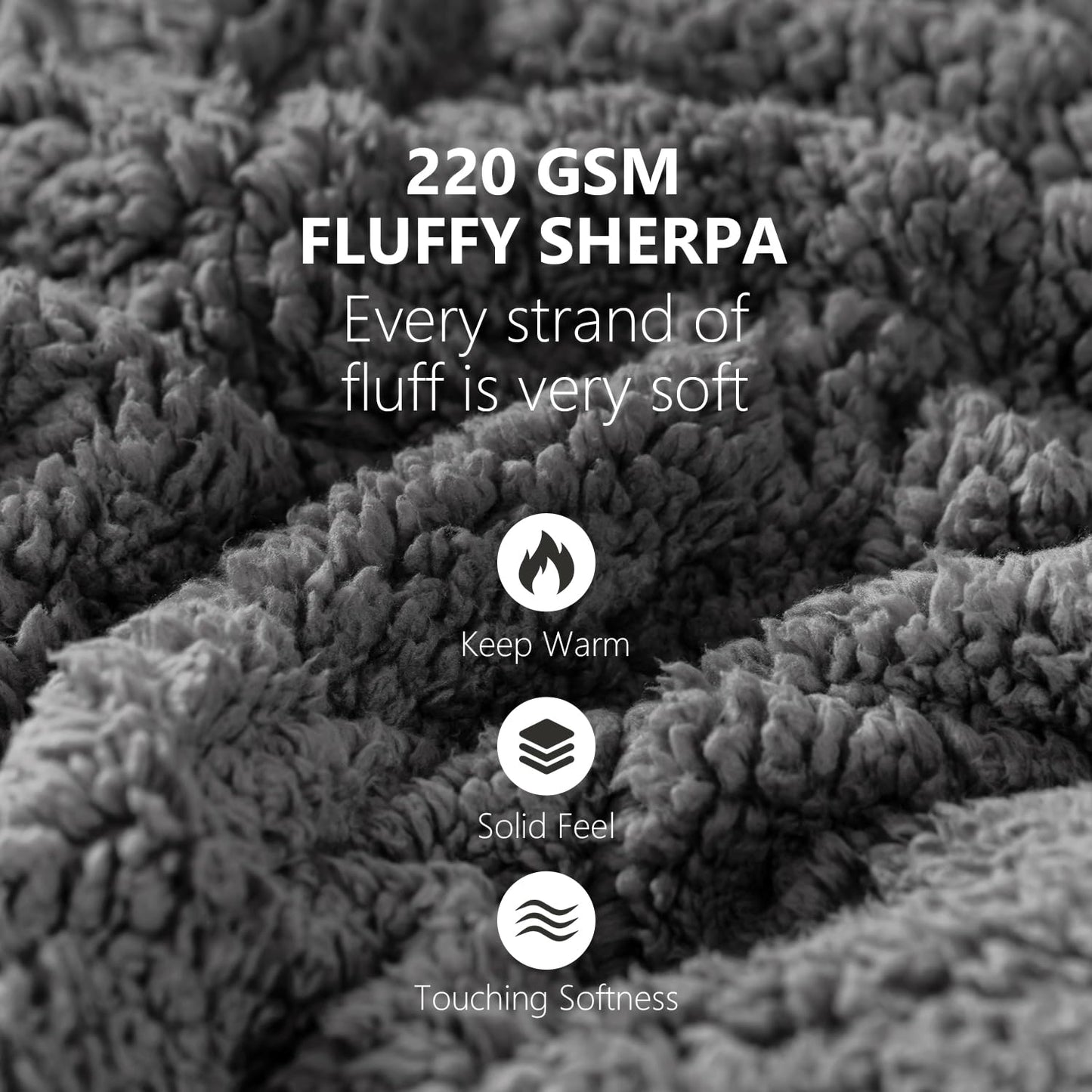 Sivio Sherpa Fleece Weighted Blanket for Adult, 15 lbs Heavy Fuzzy Throw Blanket with Soft Plush Flannel, Reversible Twin-Size Super Soft Extra Warm Cozy Fluffy Blanket, 48x72 Inches Dual Sided Grey