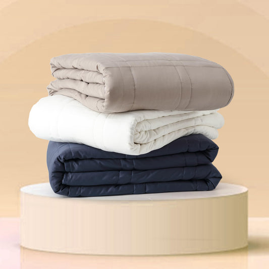 Baloo Weighted Blanket for Adults 25 lb King (Pebble White, 80"x87") | Cooling & 100% Cotton | Glass Microbead Fill