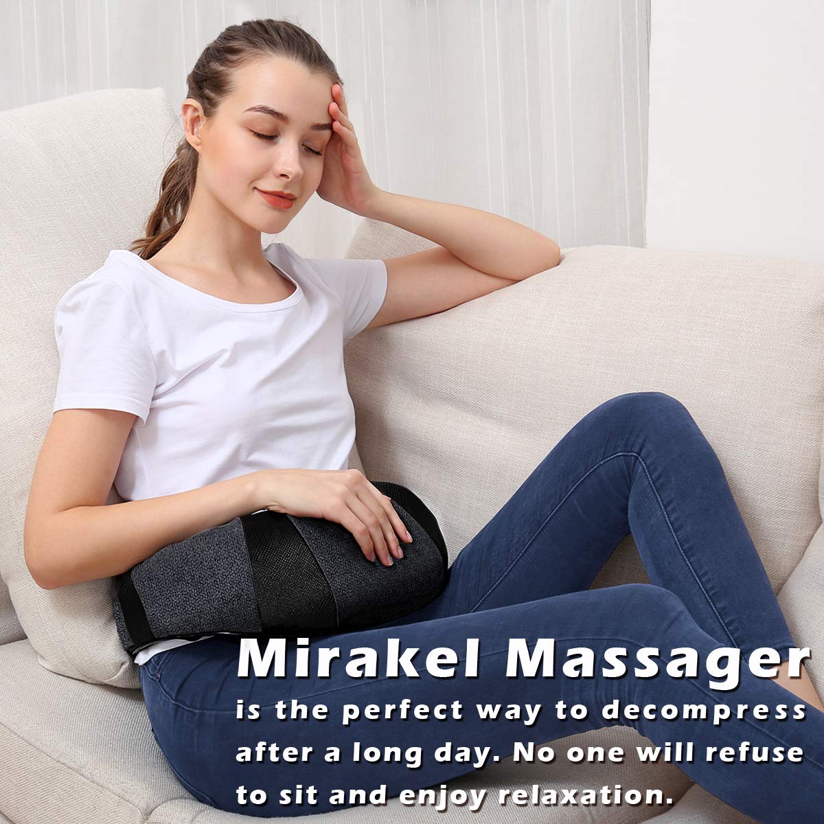 Mirakel Neck Massager with Heat, Shiatsu Shoulder Massager, Electric Kneading Back Massager, Massage Pillow for Pain Relief Deep Tissue, Fathers Day Presents, Mothers Day,Christmas Gifts Get Well Soon