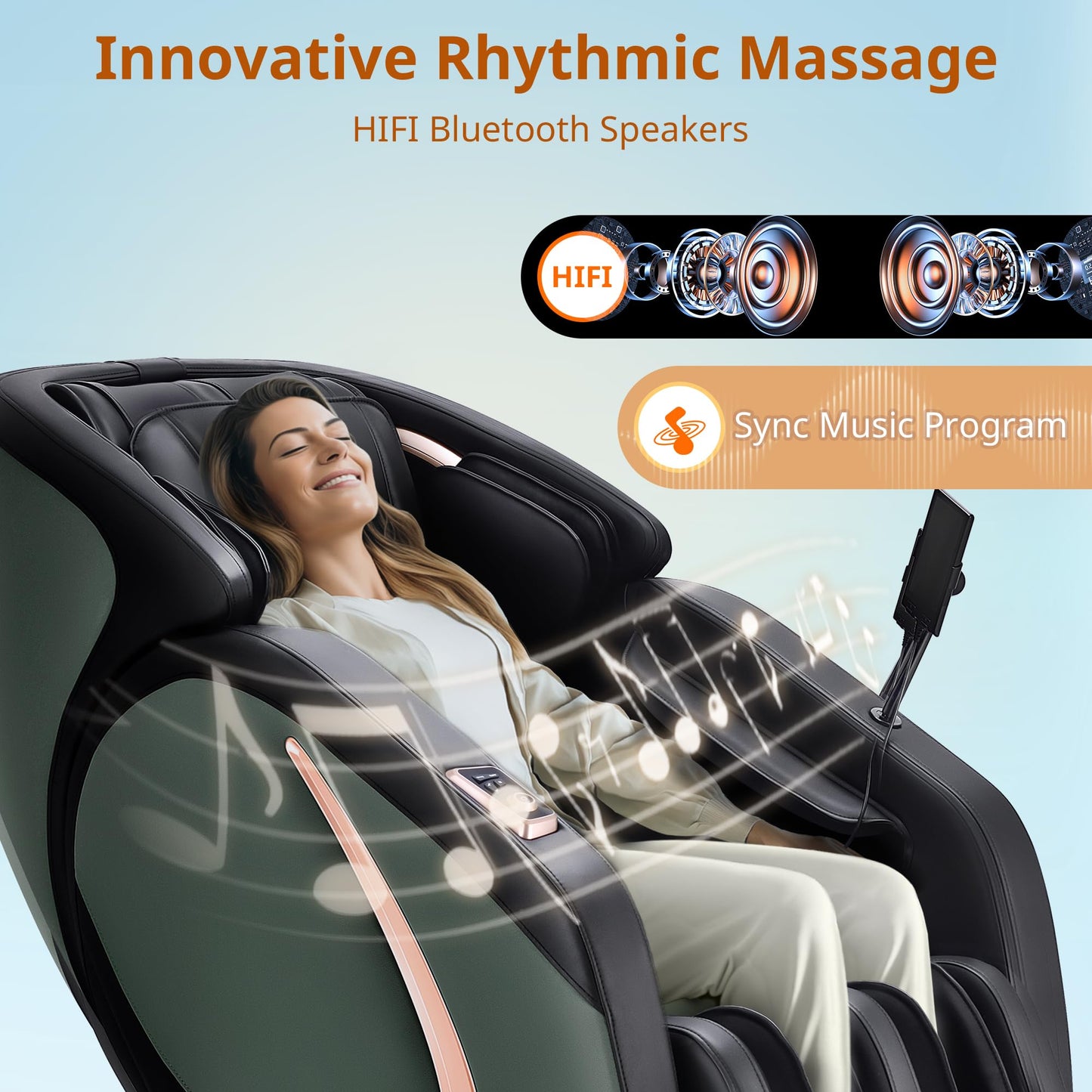 MYNTA 4D Massage Chair Full Body Large Shiatsu Massage Chairs SL-Track Deep Zero Gravity Recliner Yoga Thai Stretching, Waist & Calf Heating, Foot Roller, Music Sync with Hi-Fi Bluetooth Speaker