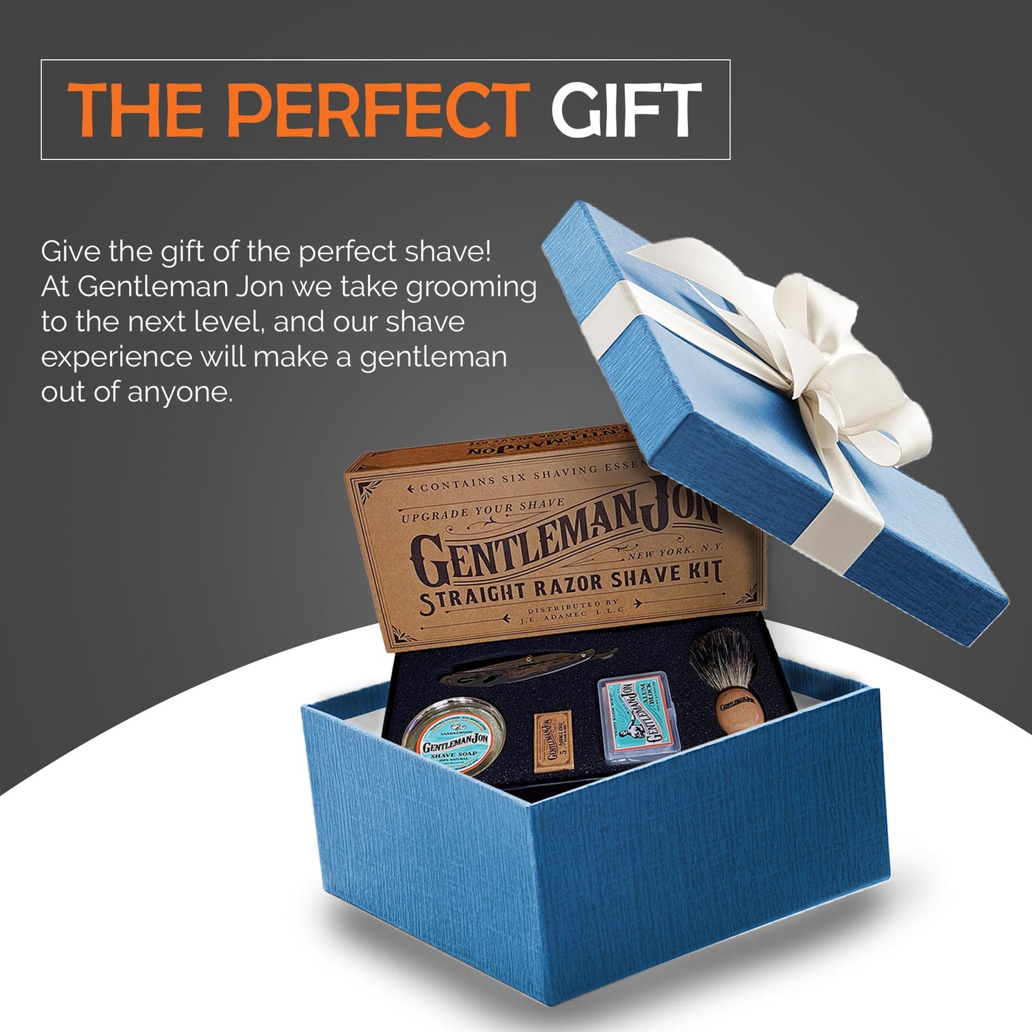 Gentleman Jon Straight Razor Shaving Kit | Vintage Wet Shave Grooming Set for Men - Includes: Straight Edge Razor, Hair Shaving Brush, Alum Block, Shave Soap, Bowl & Double Edge Razor Blades