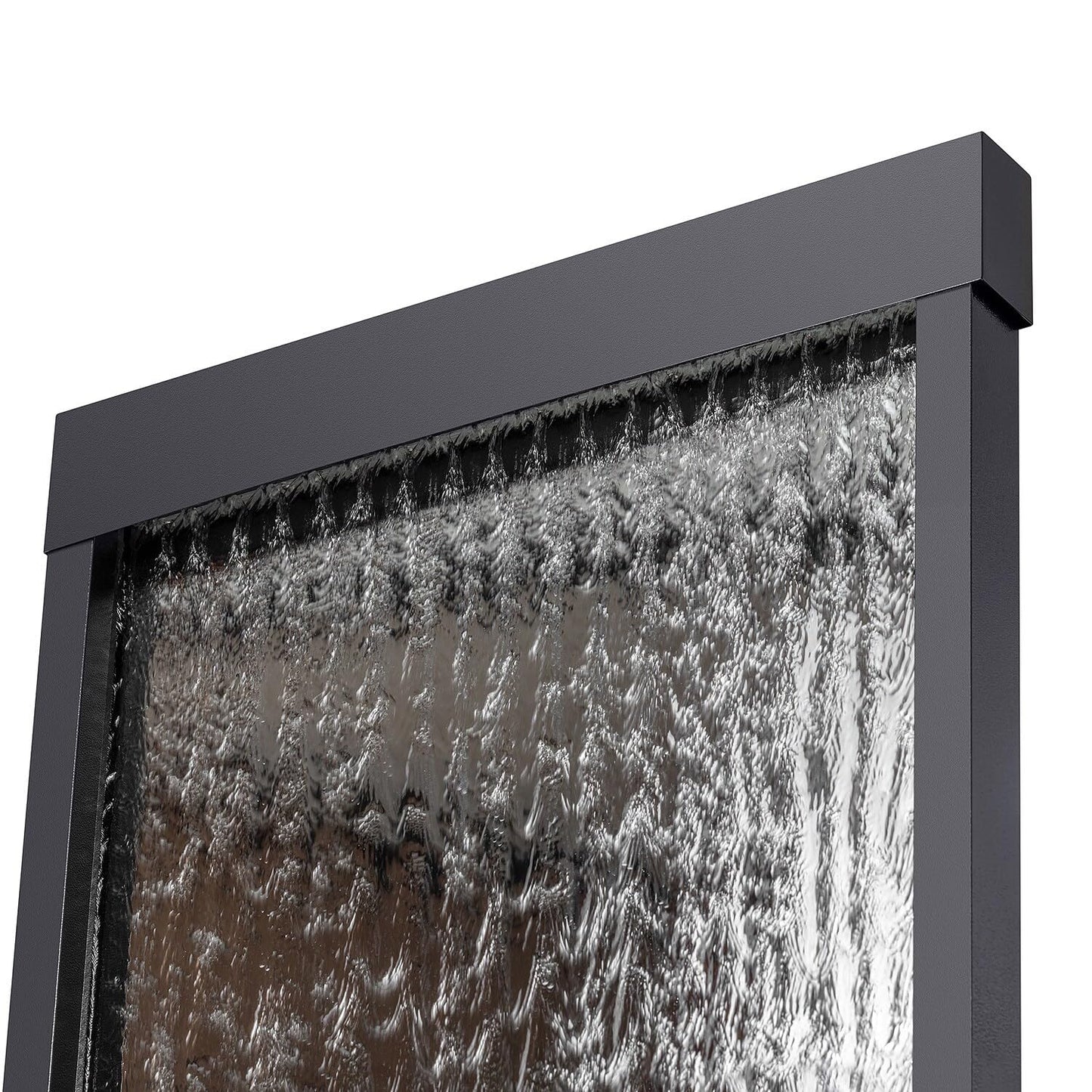 Alpine Corporation Mirror Waterfall Fountain with Stones and Lights - Zen Indoor/Outdoor Decor for Office, Living Room, Patio, Entryway - 72 Inches