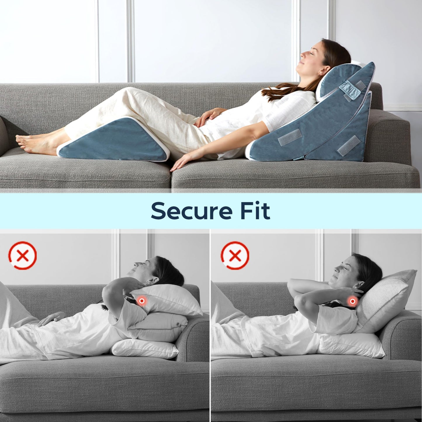 Eiayeebil 4pcs Orthopedic Bed Wedge Pillow for Sleeping, Memory Foam Pillows Set for Post Surgery, Back and Leg Pain Relief, Triangle Adjustable Support Pillow for After Surgery with Travel Bag
